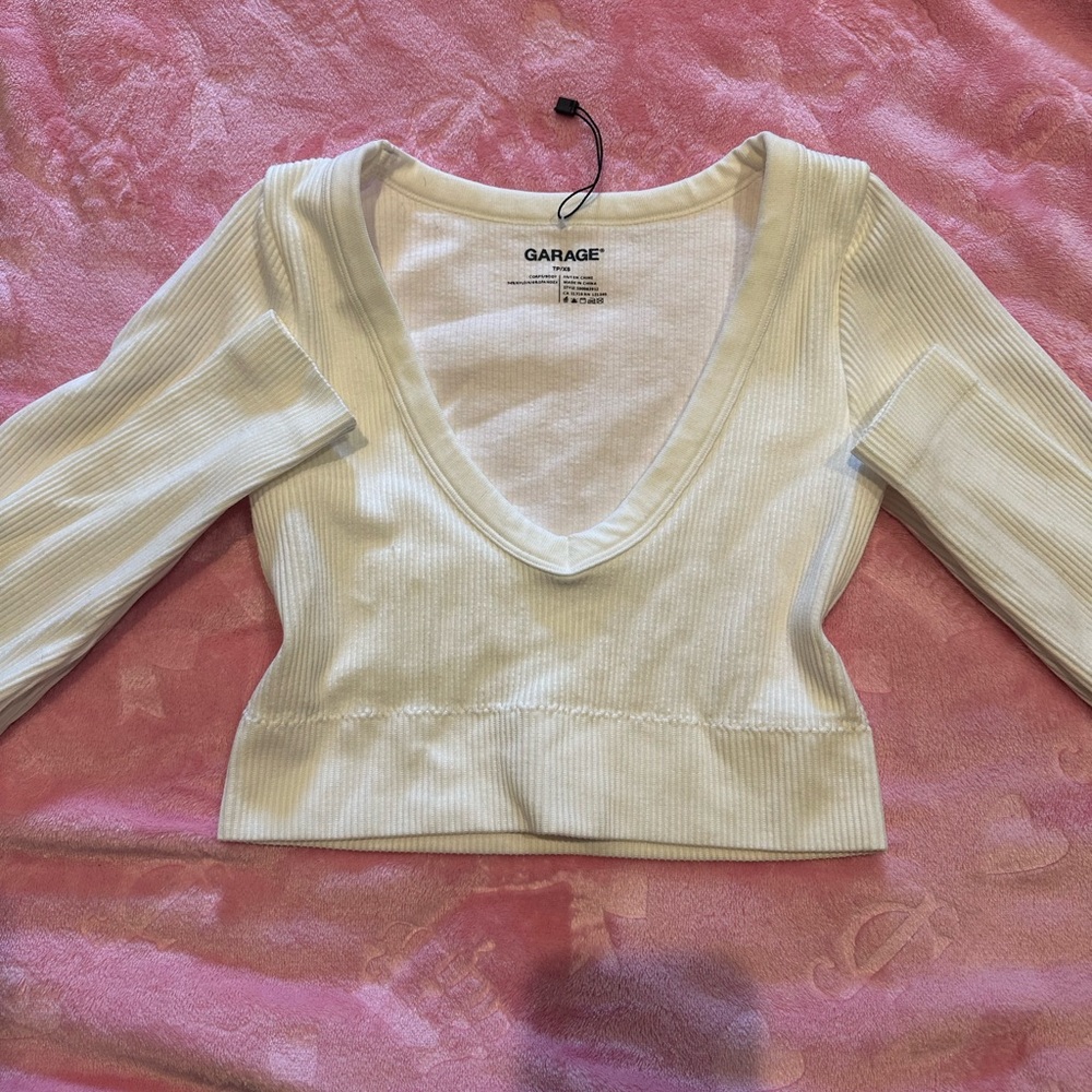 Garage White long sleeve Tank Top